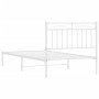 Metal bed frame with white headboard 100x190 cm by , Beds and slatted bases - Ref: Foro24-373734, Price: 65,32 €, Discount: %