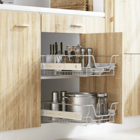 Removable wire baskets 2 units silver 45 cm by , Kitchen utensil containers - Ref: Foro24-358372, Price: 72,09 €, Discount: %