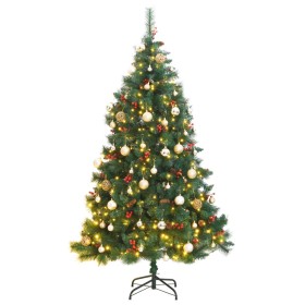 Árbol de Navidad artificial con bisagras 300 LED y bolas 210 cm de , Arboles de navidad - Ref: Foro24-3210237, Precio: 147,45...