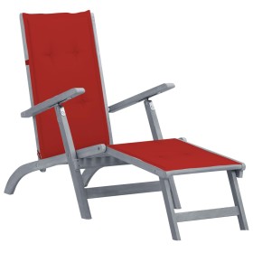 Garden lounger with footrest and cushion in solid acacia wood by , Loungers - Ref: Foro24-3064035, Price: 209,99 €, Discount: %