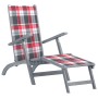 Garden lounger with footrest and cushion in solid acacia wood by , Loungers - Ref: Foro24-3064042, Price: 212,84 €, Discount: %