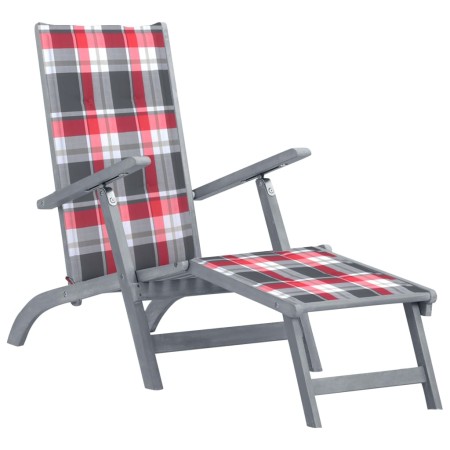 Garden lounger with footrest and cushion in solid acacia wood by , Loungers - Ref: Foro24-3064042, Price: 212,84 €, Discount: %