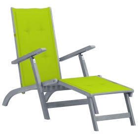 Garden lounger with footrest and cushion in solid acacia wood by , Loungers - Ref: Foro24-3064040, Price: 221,91 €, Discount: %