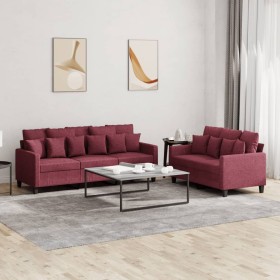 Sofa set with cushions 2 pieces red fabric by , Sofas - Ref: Foro24-3201670, Price: 522,34 €, Discount: %