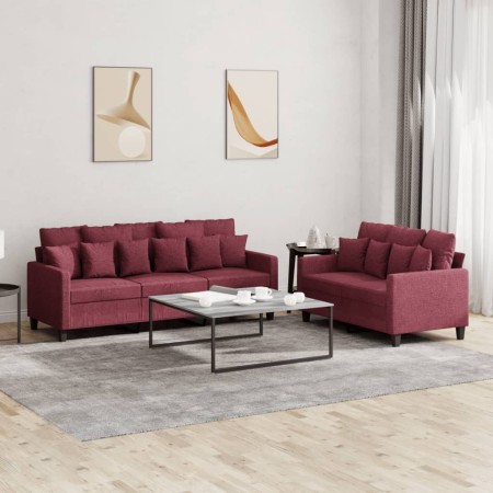 Sofa set with cushions 2 pieces red fabric by , Sofas - Ref: Foro24-3201670, Price: 522,84 €, Discount: %