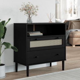 SENJA sideboard rattan look black pine wood 80x40x80 cm by , Sideboards - Ref: Foro24-358021, Price: 91,99 €, Discount: %