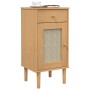 Mesita noche SENJA aspecto ratán madera pino marrón 40x35x80 cm de , Mesitas de noche - Ref: Foro24-358016, Precio: 57,05 €, ...