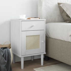 SENJA nightstand rattan look white pine wood 40x35x65 cm by , Nightstands - Ref: Foro24-358014, Price: 50,57 €, Discount: %