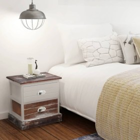 Brown and white bedside tables, 2 units by vidaXL, Nightstands - Ref: Foro24-242885, Price: 75,82 €, Discount: %