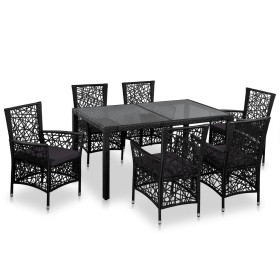 Conjunto de comedor de exterior 7 piezas ratán sintético negro de , Conjuntos de jardín - Ref: Foro24-44087, Precio: 903,99 €...