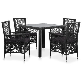 5-Piece Black Synthetic Rattan Garden Dining Set by , Garden sets - Ref: Foro24-44088, Price: 699,99 €, Discount: %