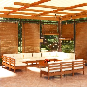 Garden furniture 14 pieces and cushions honey brown pine wood by , Garden sets - Ref: Foro24-3097244, Price: 1,00 €, Discount: %