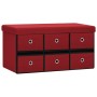 Banco almacenaje plegable lino sintético rojo tinto 76x38x38 cm de , Bancos para recibidores y almacenamiento - Ref: Foro24-3...