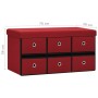 Banco almacenaje plegable lino sintético rojo tinto 76x38x38 cm de , Bancos para recibidores y almacenamiento - Ref: Foro24-3...