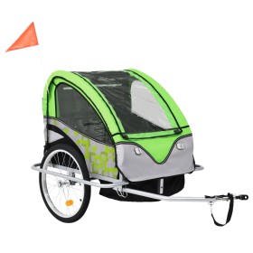 2 in 1 grüner und grauer Fahrradanhänger und Kinderwagen von vidaXL, Fahrradanhänger - Ref: Foro24-91378, Preis: 194,99 €, Ra...