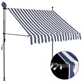 Manual retractable awning with blue and white LED 100 cm by , Awnings - Ref: Foro24-145841, Price: 77,34 €, Discount: %