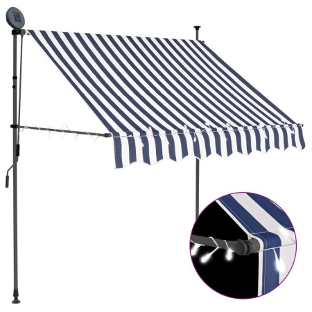 Manual retractable awning with blue and white LED 100 cm by , Awnings - Ref: Foro24-145841, Price: 77,34 €, Discount: %