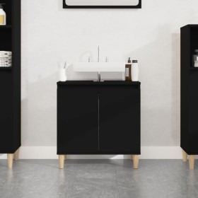 Armario para lavabo madera contrachapada negro 58x33x60 cm de , Tocadores de baño - Ref: Foro24-821253, Precio: 52,24 €, Desc...