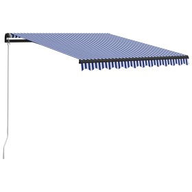 Blue and white retractable manual awning 350x250 cm by vidaXL, Awnings - Ref: Foro24-3055188, Price: 272,76 €, Discount: %