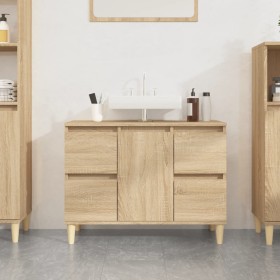 Armario de lavabo madera contrachapada roble Sonoma 80x33x60 cm de , Tocadores de baño - Ref: Foro24-821271, Precio: 108,75 €...