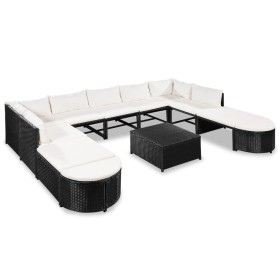 Gartenmöbel und Kissen 12 Stück schwarzes synthetisches Rattan von vidaXL, Gartensets - Ref: Foro24-44194, Preis: 575,81 €, R...