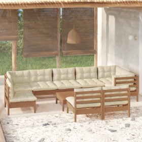 Garden furniture 10 pieces and cushions honey brown pine wood by , Garden sets - Ref: Foro24-3096487, Price: 915,99 €, Discou...