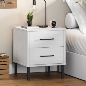 Bedside table metal legs solid white pine wood OSLO by vidaXL, Nightstands - Ref: Foro24-350975, Price: 61,61 €, Discount: %