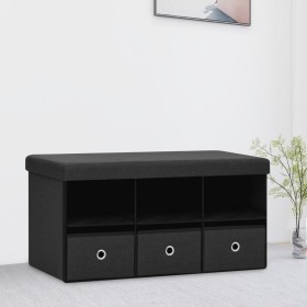 Black synthetic linen folding storage bench 76x38x38 cm by , Benches for halls and storage - Ref: Foro24-338804, Price: 53,99...