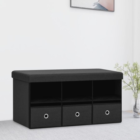 Black synthetic linen folding storage bench 76x38x38 cm by , Benches for halls and storage - Ref: Foro24-338804, Price: 53,40...