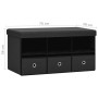 Black synthetic linen folding storage bench 76x38x38 cm by , Benches for halls and storage - Ref: Foro24-338804, Price: 53,99...