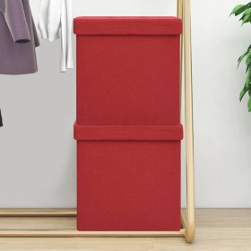 Folding Storage Stool 2 Pcs Wine Red Synthetic Linen by , Folding stools and chairs - Ref: Foro24-338777, Price: 37,73 €, Dis...