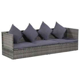 Cama de jardín 200x60 cm ratán sintético gris de vidaXL, Tumbonas - Ref: Foro24-43959, Precio: 272,99 €, Descuento: %