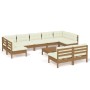 Garden furniture 10 pieces and cushions honey brown pine wood by , Garden sets - Ref: Foro24-3097208, Price: 1,00 €, Discount: %