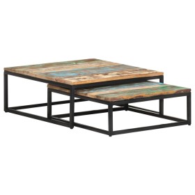 Stackable coffee tables 2 units recycled solid wood by , Coffee table - Ref: Foro24-320390, Price: 196,30 €, Discount: %