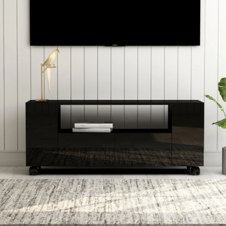 Glossy black plywood TV cabinet 120x35x48 cm by , TV Furniture - Ref: Foro24-801353, Price: 110,13 €, Discount: %