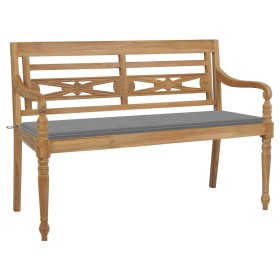 Batavia solid teak wood bench with gray cushion 150 cm by , garden benches - Ref: Foro24-3062182, Price: 292,99 €, Discount: %