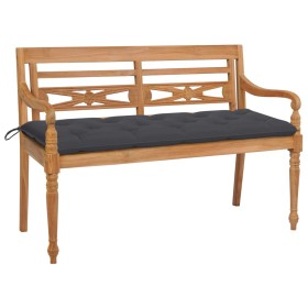 Batavia solid teak wood bench with anthracite gray cushion 150cm by , garden benches - Ref: Foro24-3062196, Price: 288,99 €, ...