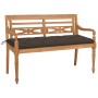 Batavia solid teak wood bench with taupe gray cushion 150 cm by , garden benches - Ref: Foro24-3062204, Price: 294,77 €, Disc...