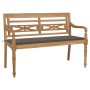 Batavia solid teak wood bench with taupe gray cushion 150 cm by , garden benches - Ref: Foro24-3062189, Price: 291,99 €, Disc...