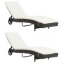 Loungers with wheels and cushions 2 units brown synthetic rattan by , Loungers - Ref: Foro24-3078464, Price: 398,51 €, Discou...