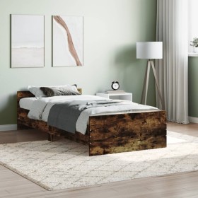 Estructura de cama madera de ingeniería roble ahumado 90x190 cm de , Camas y somieres - Ref: Foro24-835943, Precio: 94,99 €, ...