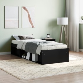 Black bed frame 75x190 cm by , Beds and slatted bases - Ref: Foro24-3203846, Price: 116,99 €, Discount: %