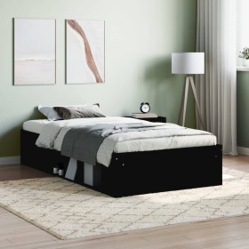 Black bed frame 90x200 cm by , Beds and slatted bases - Ref: Foro24-3203825, Price: 158,98 €, Discount: %