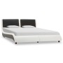 Estructura cama con LED cuero sintético blanco negro 140x200 cm de , Camas y somieres - Ref: Foro24-280374, Precio: 274,99 €,...