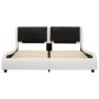 Estructura cama con LED cuero sintético blanco negro 140x200 cm de , Camas y somieres - Ref: Foro24-280374, Precio: 274,99 €,...