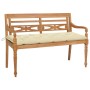 Batavia solid teak wood bench with cream white cushion 150 cm by , garden benches - Ref: Foro24-3062198, Price: 277,86 €, Dis...