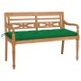 Batavia solid teak wood bench with green cushion 150 cm by , garden benches - Ref: Foro24-3062201, Price: 277,99 €, Discount: %