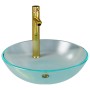 Lavabo con grifo y tapón pulsador cristal templado esmerilado de , Lavabos - Ref: Foro24-3098446, Precio: 94,32 €, Descuento: %