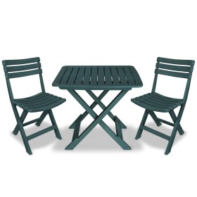 Folding garden bistro table and chairs 3 pieces green plastic by vidaXL, Garden sets - Ref: Foro24-43582, Price: 94,97 €, Dis...