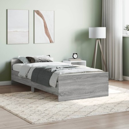 Sonoma gray engineered wood bed frame 90x190 cm by , Beds and slatted bases - Ref: Foro24-835944, Price: 96,04 €, Discount: %